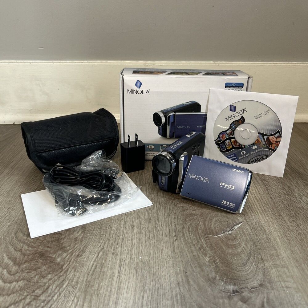Minolta MN50HD Digital Camcorder 20MP Video Camera w/ 8GB SD Card Tested Works